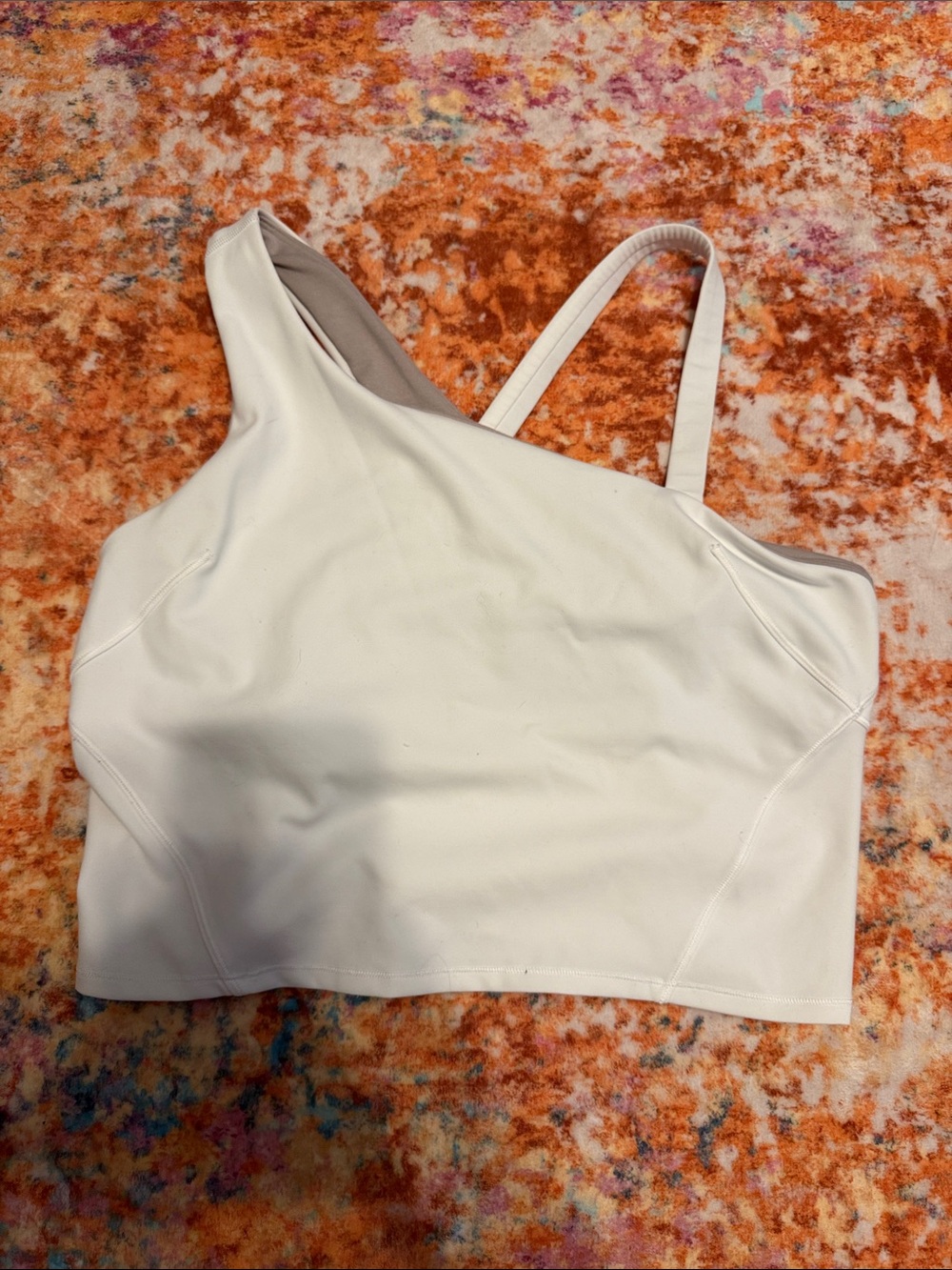 Lululemon Asymmetrical White Crop Sports Bralette